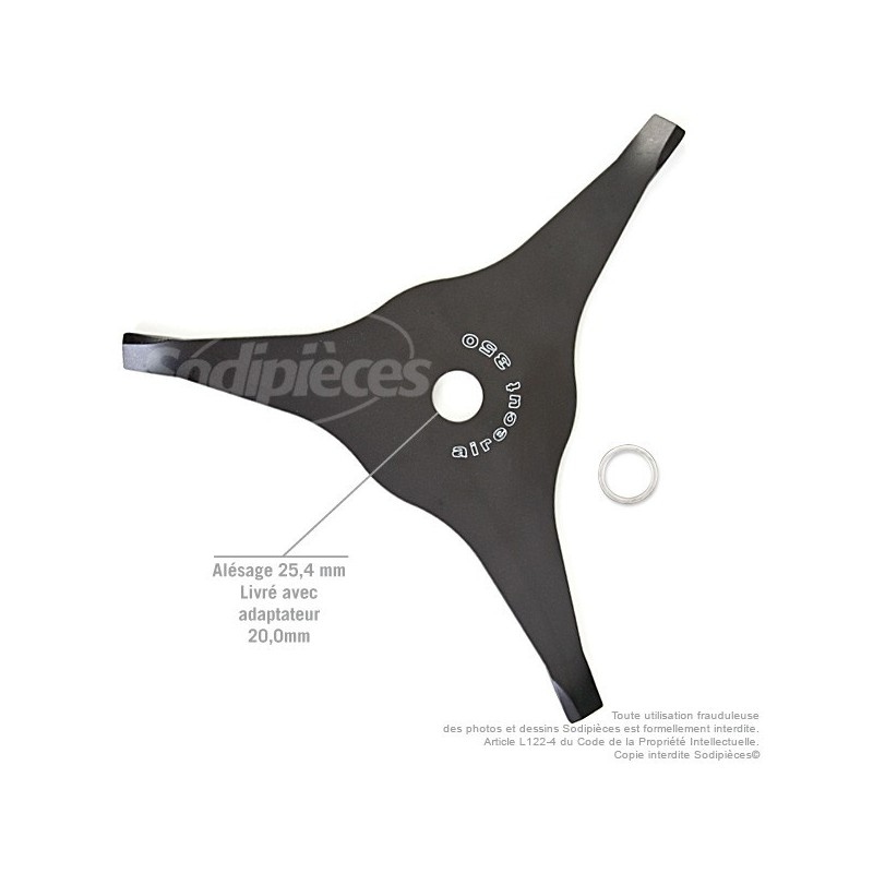 Lame 3 dents. Aire Cut. Ø 350 mm. Al 25,4 mm. Ep 4,2 mm.