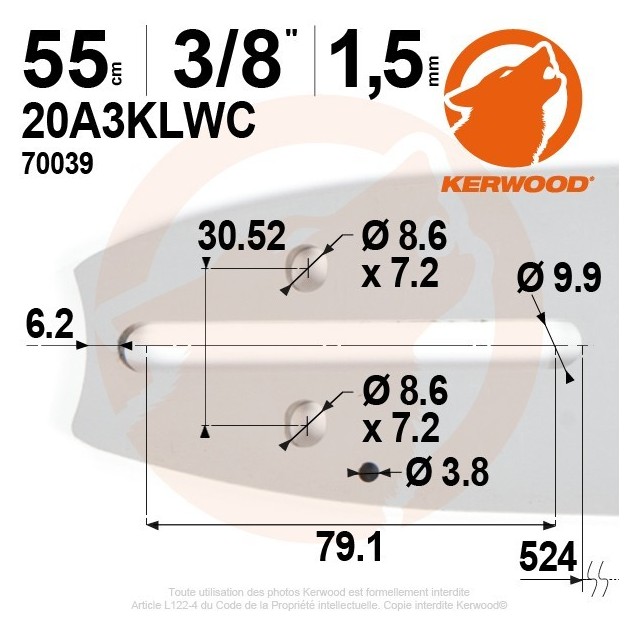 Chaine Kerwood pour SOLO 690 3/8 1,5 mm 76 maillons