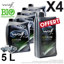 Huile biodégradable 5 litres. Par 4 + 1 litre offert