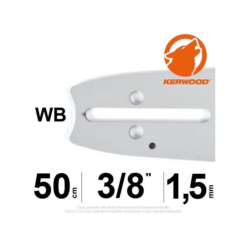 Guide Kerwood. 50 cm, 3/8". 1,5 mm. 20A3KSWB