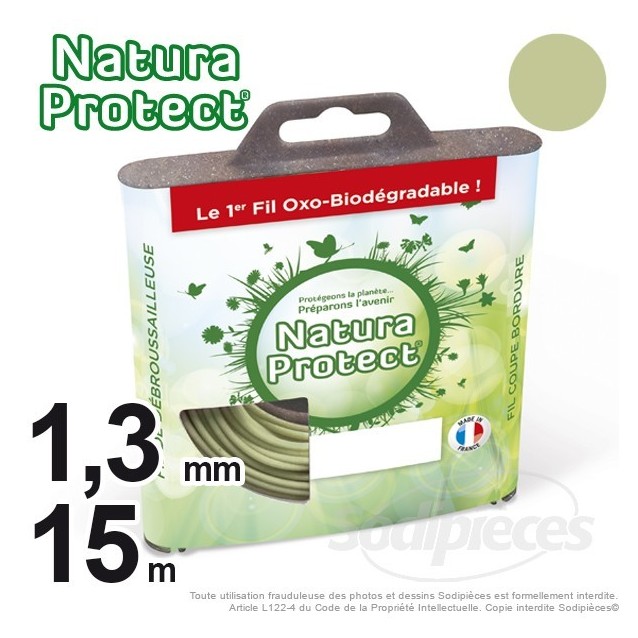 Fil débroussailleuse Natura Protect, coque rond 1,3 mm x 15 m