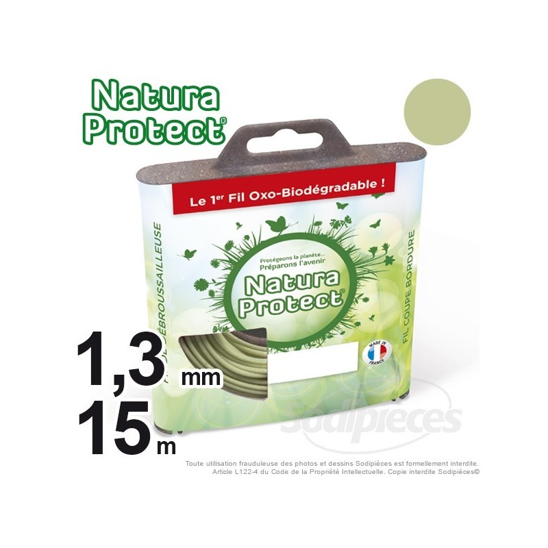 Fil débroussailleuse Natura Protect, coque rond 1,3 mm x 15 m