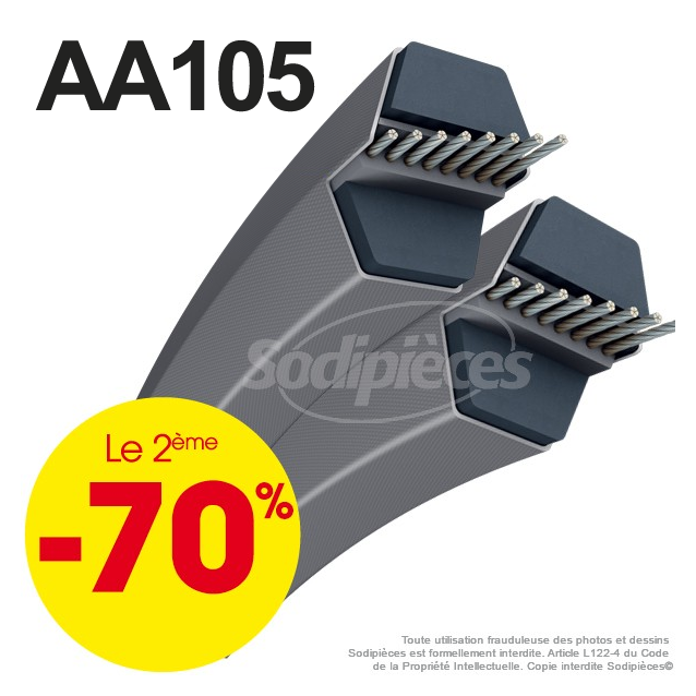 Courroie AA105 héxagonale. 13 x 10 x 2762 mm.
