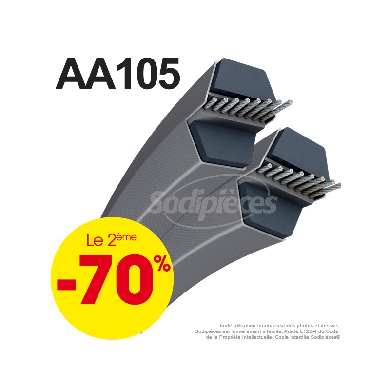 Courroie AA105 héxagonale. 13 x 10 x 2762 mm.