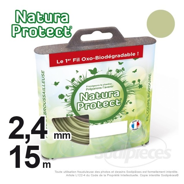 Fil débroussailleuse Natura Protect, coque rond 1,3 mm x 15 m