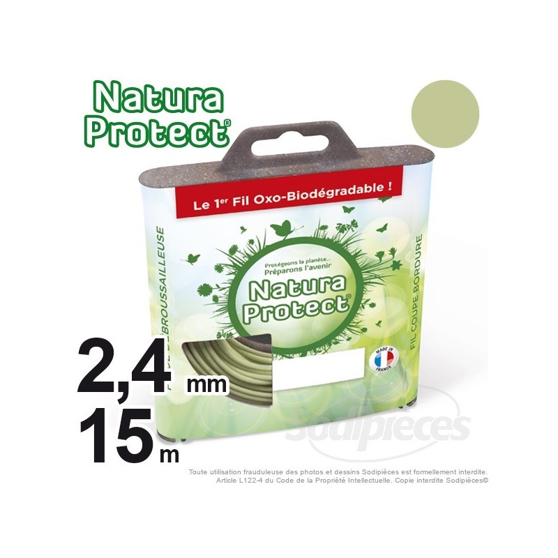 Fil débroussailleuse Natura Protect, coque rond 1,3 mm x 15 m