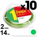 Fil débroussailleuse 1er Prix, rond 2 mm x 14 m. Par 10