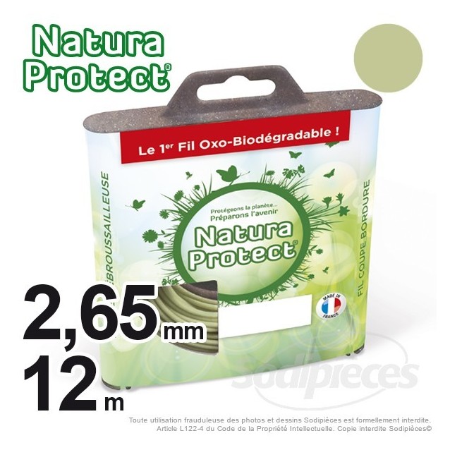 Fil débroussailleuse Natura Protect, coque rond 1,3 mm x 15 m