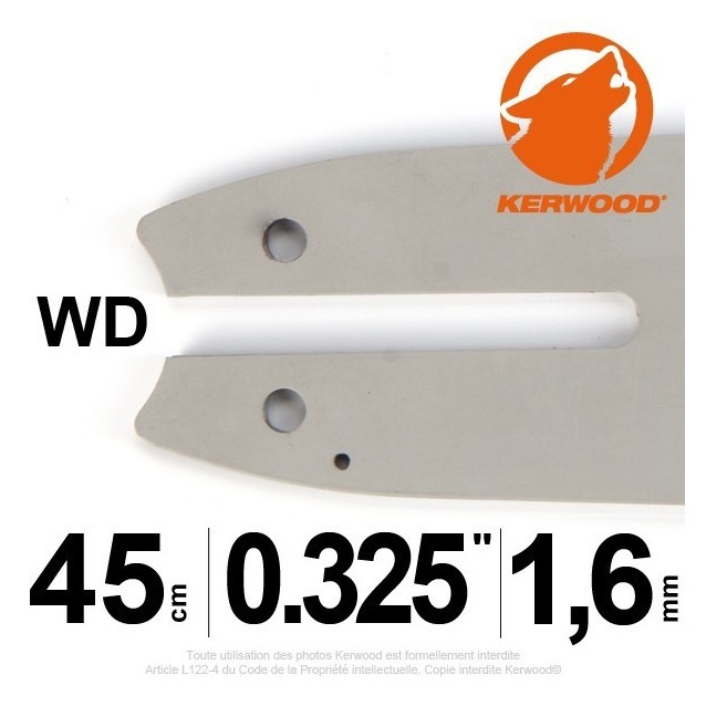 Guide tronçonneuse Kerwood. 40 cm. 3/8"LP. 1,3 mm. 16B2KCWD