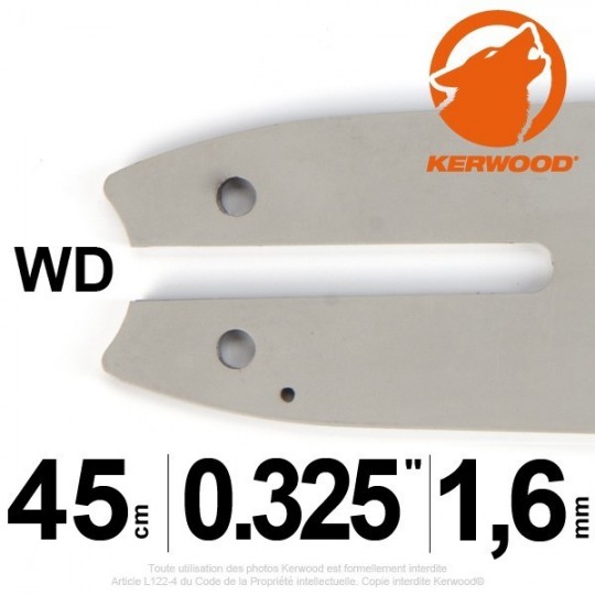 Guide tronçonneuse Kerwood. 45 cm. 0,325. 1,6 mm. 18C4KSWD