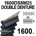 Courroie tondeuse 1600DS8M25 Double Denture. 25 mm x 1600 mm.