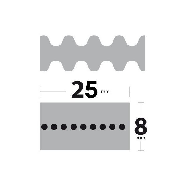 Courroie 1600DS8M25 Double Denture. 25 mm x 1600 mm.