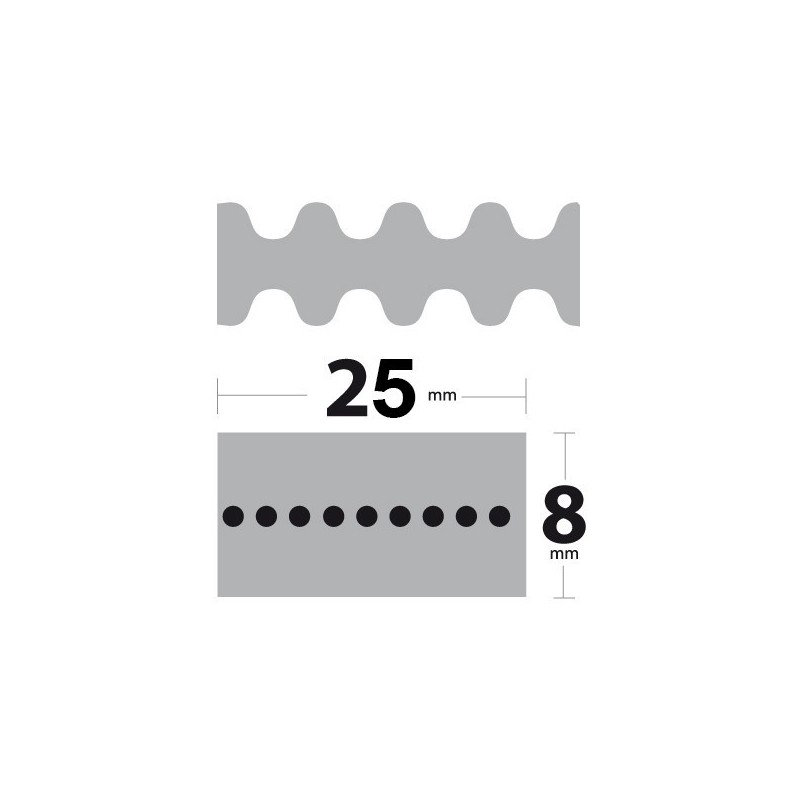 Courroie 1600DS8M25 Double Denture. 25 mm x 1600 mm.