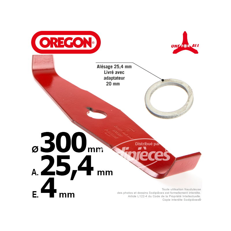 Lame droite spéciale ronce Ø 300 mm Orégon One for All. Ep 4 mm.
