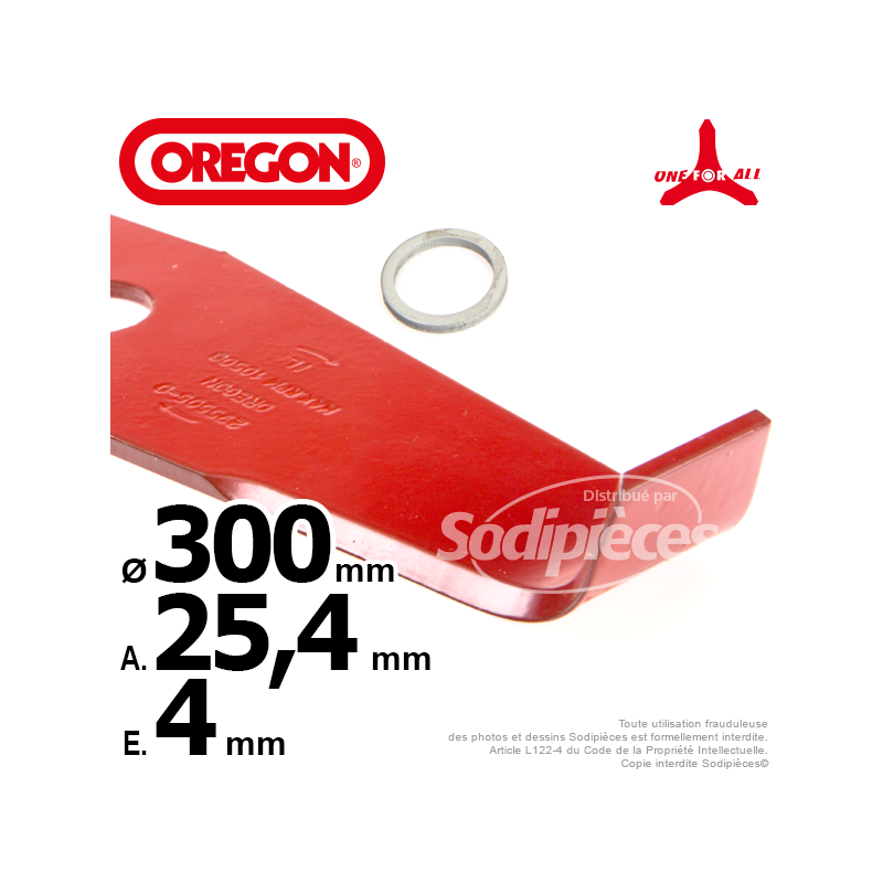 Lame droite spéciale ronce Ø 300 mm Orégon One for All. Ep 4 mm.