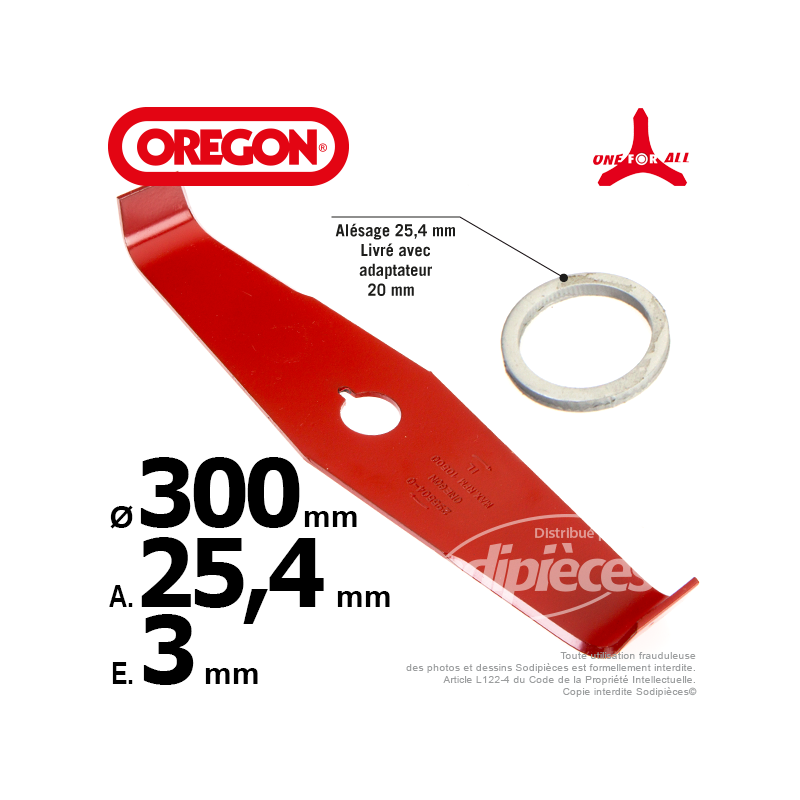 Lame droite spéciale ronce Ø 300 mm Orégon One for All. Ep 4 mm.