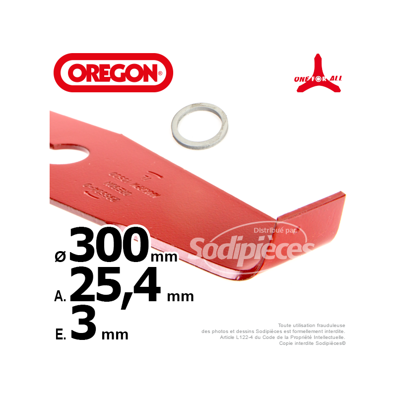 Lame droite spéciale ronce Ø 300 mm Orégon One for All. Ep 4 mm.
