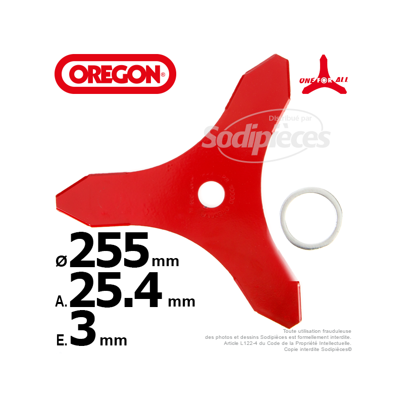 Lame 3 dents Ø 300 mm. Ep. 3 mm. Orégon