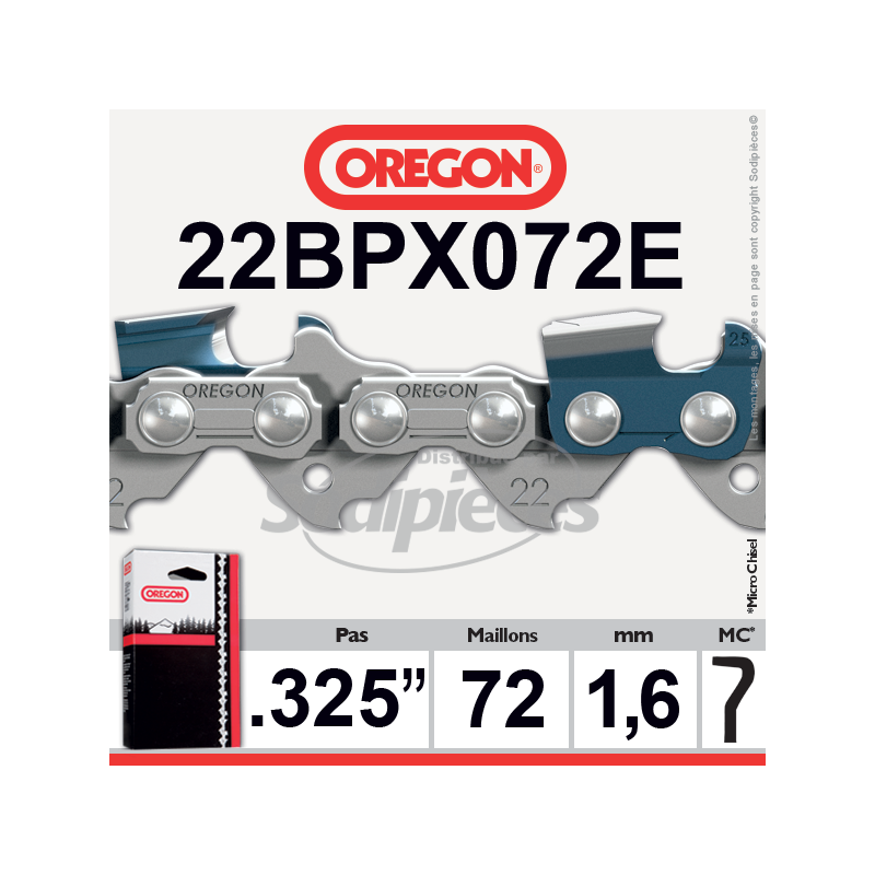 Chaîne tronçonneuse OREGON. 325". 1,6mm. 72 maillons