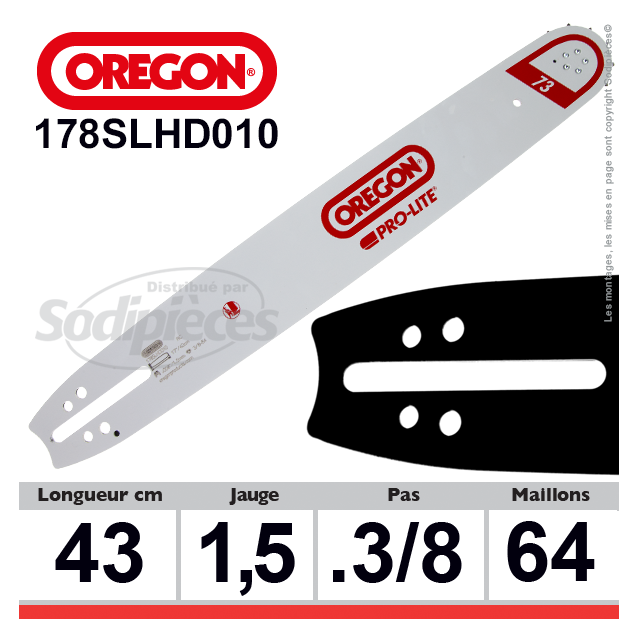 Guide 178SLHD010 OREGON Pro-Lite D010. 43 cm