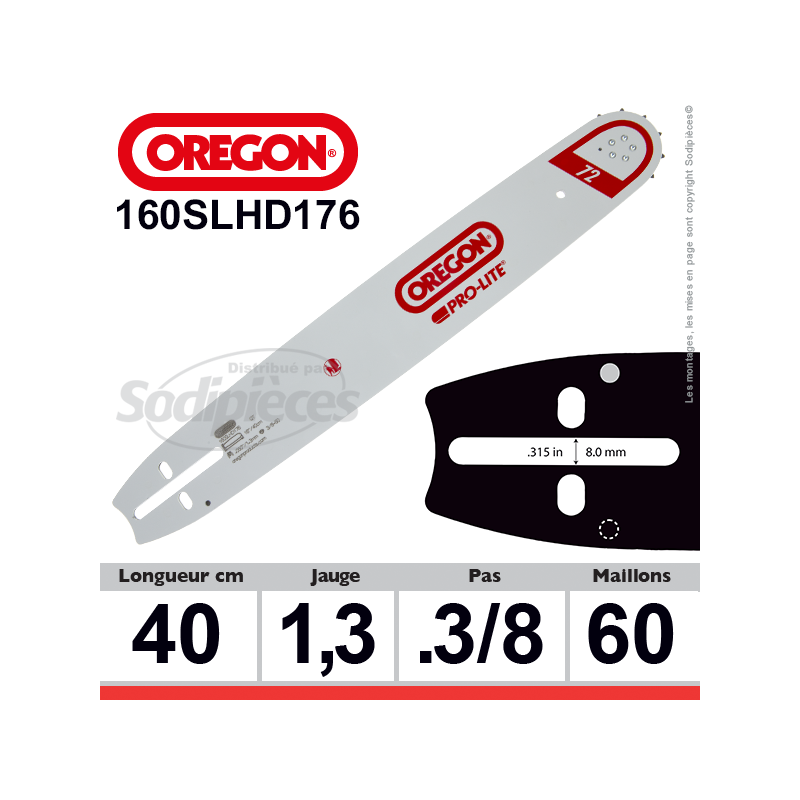 Guide 160SLHD176 OREGON Pro-Lite D176. 40 cm