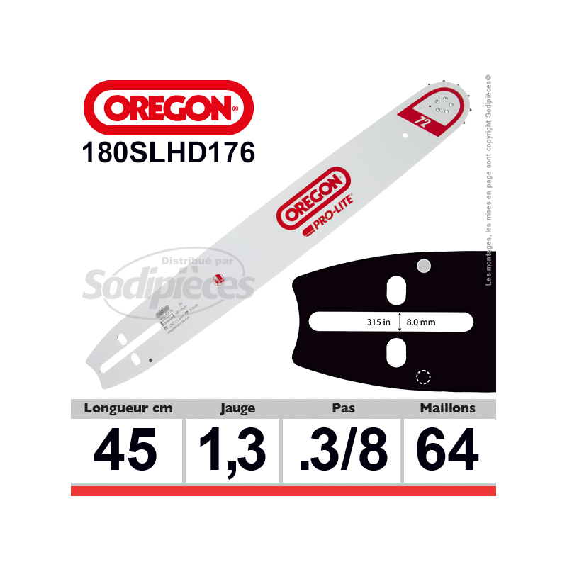 Guide 180SLHD176 OREGON Pro-lite D176. 45 cm