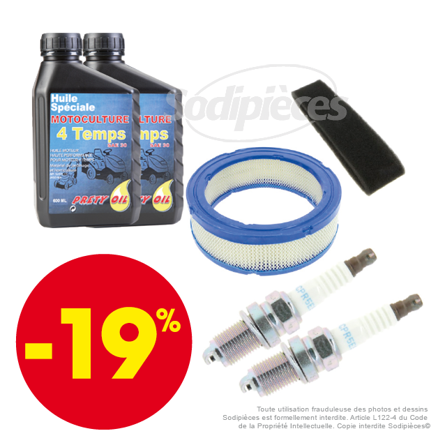 Kit d’entretien complet  pour moteurs B&S Vanguard Bi-cylindre de 14 à 22 cv depuis 1990