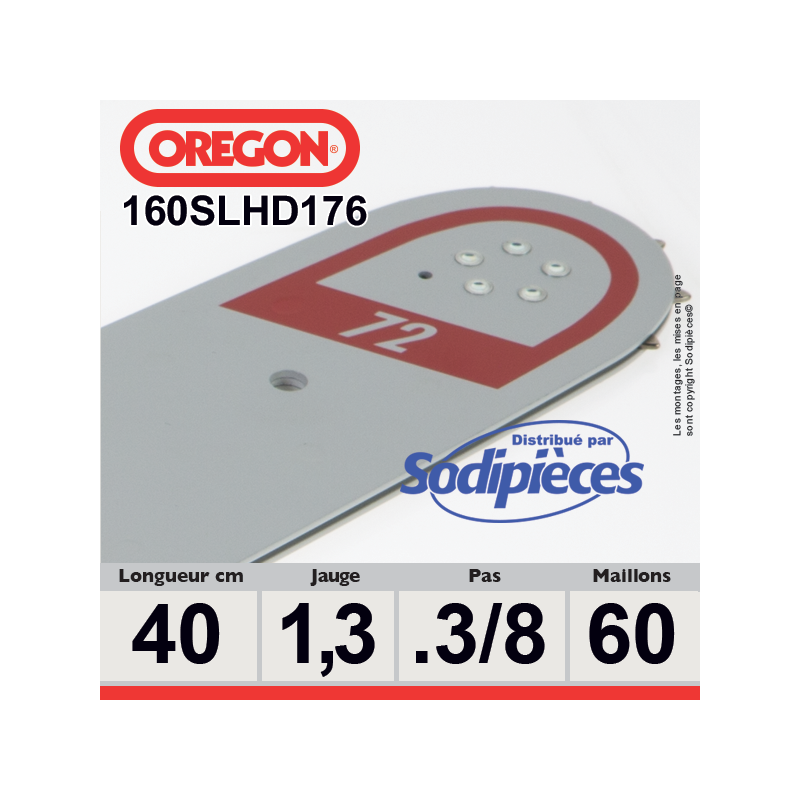 Guide 160SLHD176 OREGON Pro-Lite D176. 40 cm