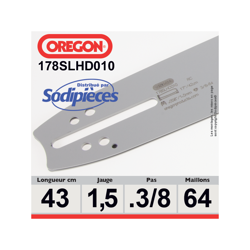 Guide 178SLHD010 OREGON Pro-Lite D010. 43 cm