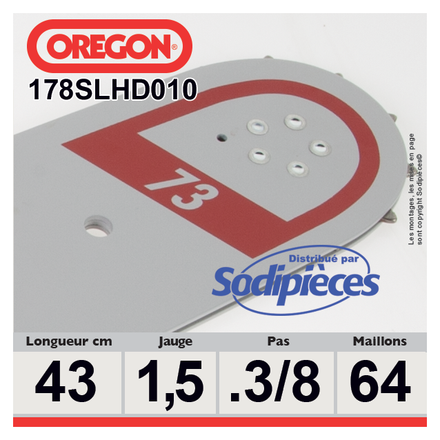 Guide 178SLHD010 OREGON Pro-Lite D010. 43 cm