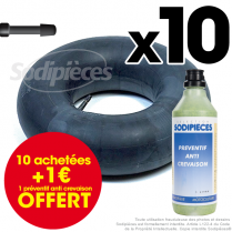 10 chambres à air 15 x 600 x 6 valve droite + 1 anti-crevaison