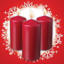 300 à 450€ : 3 bougies rouge de Noël de 15 cm offertes !