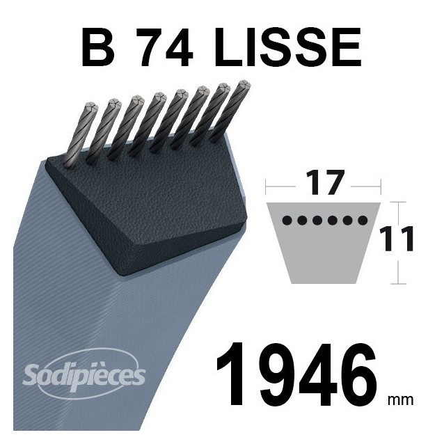 Courroie B37 Trapézoïdale. 17 mm x 1009 mm.