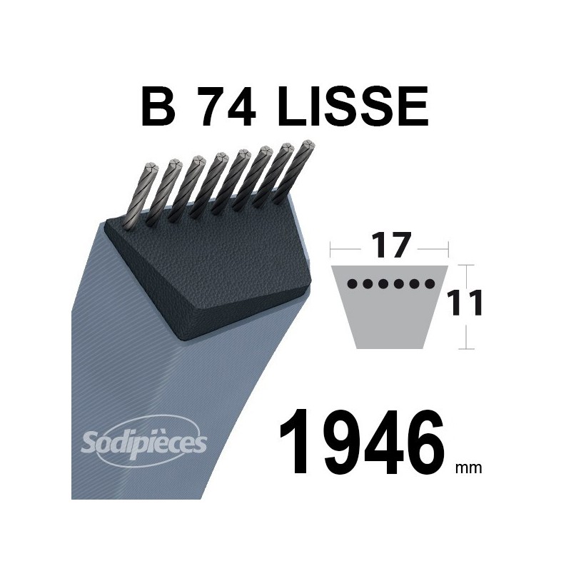 Courroie B37 Trapézoïdale. 17 mm x 1009 mm.
