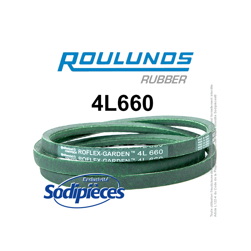 Courroie tondeuse 4L660 Roulunds Continental  12,7  x 9 x 1676 mm
