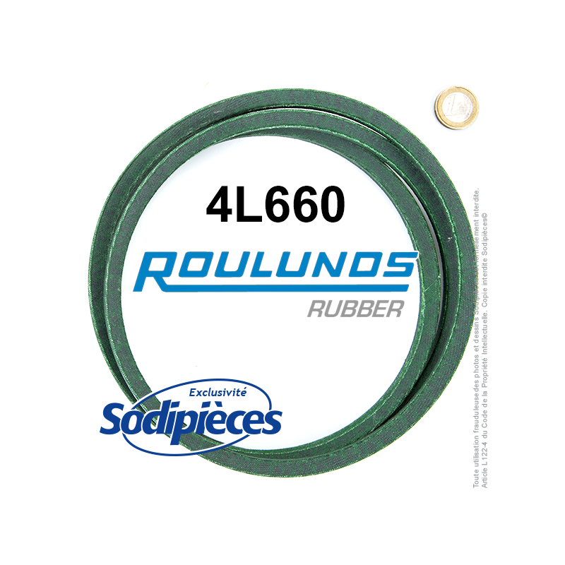 Courroie tondeuse 4L660 Roulunds Continental  12,7  x 9 x 1676 mm