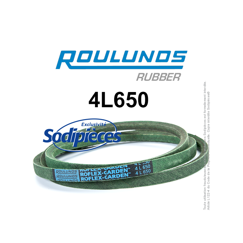 Courroie tondeuse 4L650 Roulunds Continental  12,7  x 9 x 1651 mm