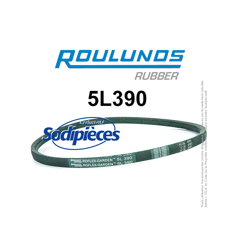 Courroie tondeuse 5L390 Roulunds Continental  15,8  x 9,5 x 991 mm