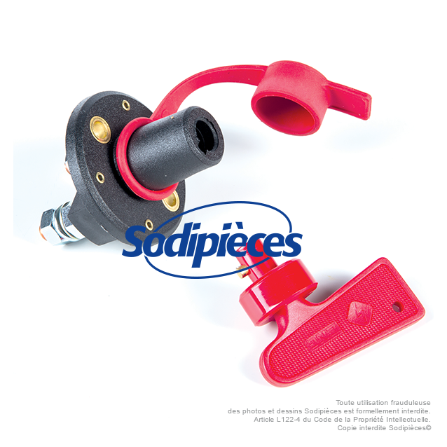 Coupe-batterie 500A avec clé bouton amovible capuchon d'étanchéité.