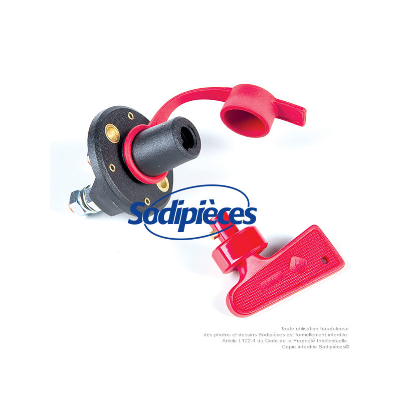 Coupe-batterie 500A avec clé bouton amovible capuchon d'étanchéité.