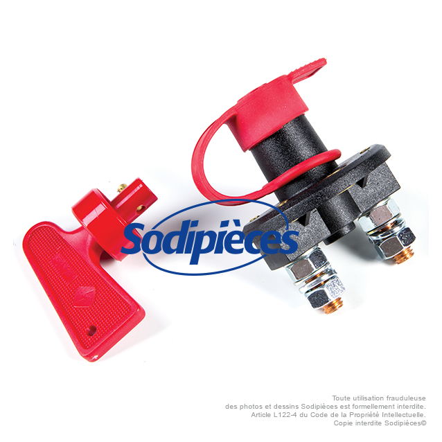 Coupe-batterie 500A avec clé bouton amovible capuchon d'étanchéité.