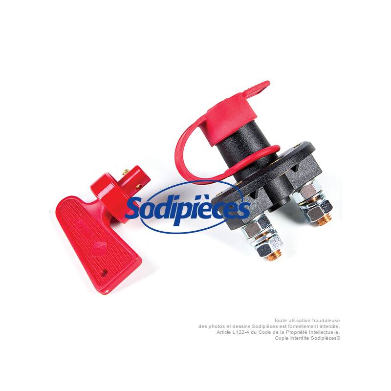 Coupe-batterie 500A avec clé bouton amovible capuchon d'étanchéité.