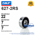 Roulement à billes 627-2RS SKF. Double étanchéité