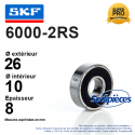 Roulement à billes 6000-2RS SKF. Double étanchéité