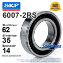 Roulement à billes 6007-2RS SKF. Double étanchéité