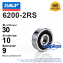 Roulement à billes 6200-2RS SKF. Double étanchéité