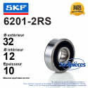 Roulement à billes 6201-2RS SKF. Double étanchéité