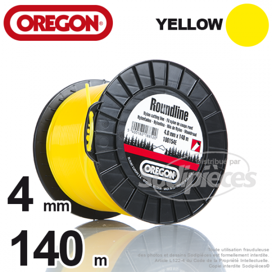 Fil Orégon Yellow rond jaune. 4 mm x 140 m pour débroussailleuse