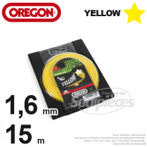 Fil Orégon Yellow étoilé jaune. 1,6 mm x 15 m pour débroussailleuse