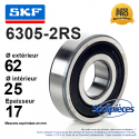 Roulement à billes 6305-2RS SKF. Double étanchéité